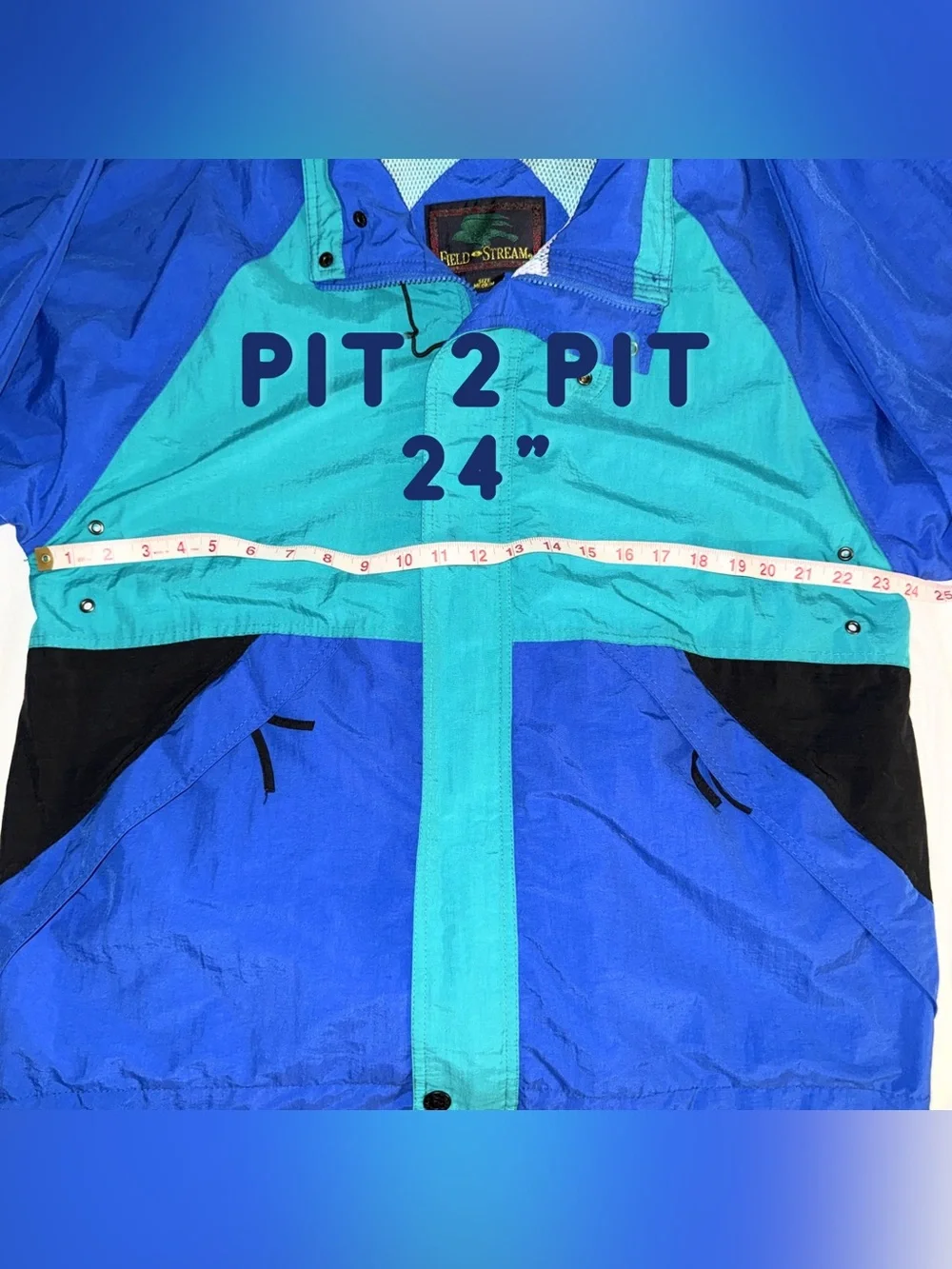 Field & Stream‎ Colorblock Windbreaker Jacket - Teal & Royal Blue Size Medium